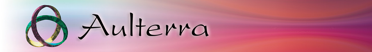 word Aulterra with colorful mobius strip logo